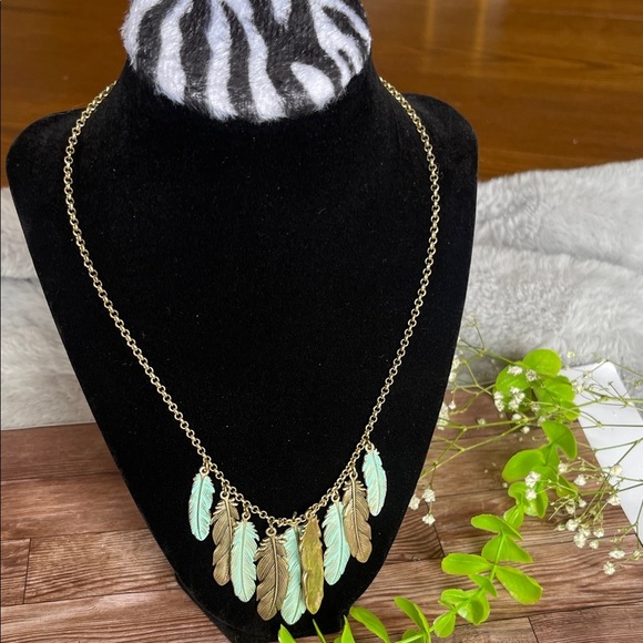 Lucky Brand Gold and Turquoise Feather Necklace - Picture 5 of 5